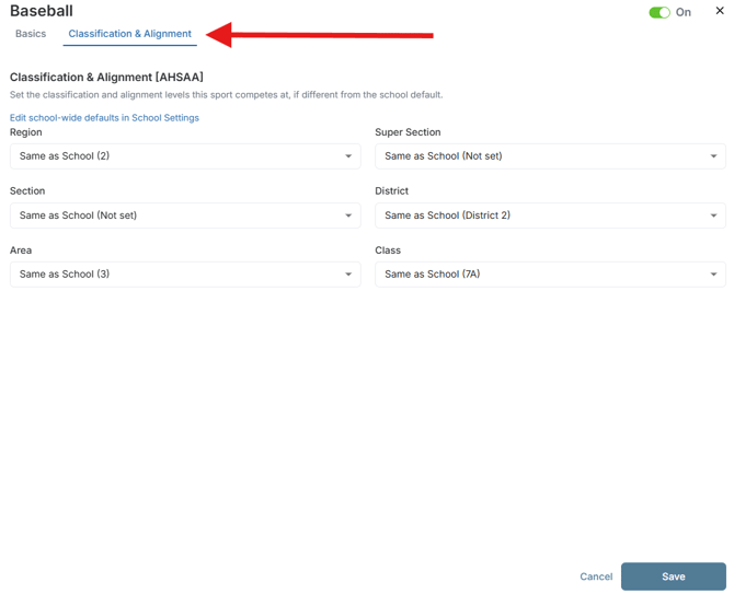 Setting Classification and Alignment